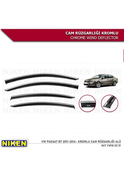 Kromlu Cam Rüzgarlığı Vokswagen Passat B7 2011-2014 ile Uyumlu fiyatları