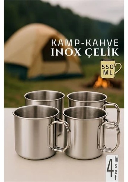 Modacar Inox Çelik Kamp Kupası - Kamp Bardağı 550 ml 4 Lü Set