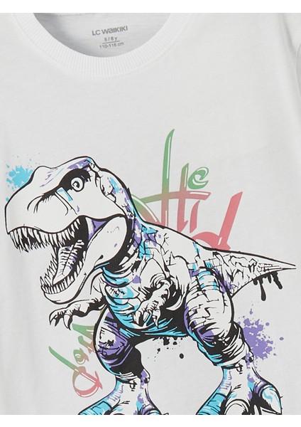 Yeni Sezon Bisiklet Yaka Dinozor Baskılı Erkek Çocuk Tişört fırsatları