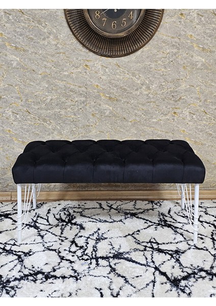 Beyaz Boyalı Tel Ayaklı 90 cm Puf Bench - Puf - Bench - Kasalı Oturak - Oturak - Yatak Ucu Puf Siyah Renk 90 x 41 Boyut/ebat fiyatları