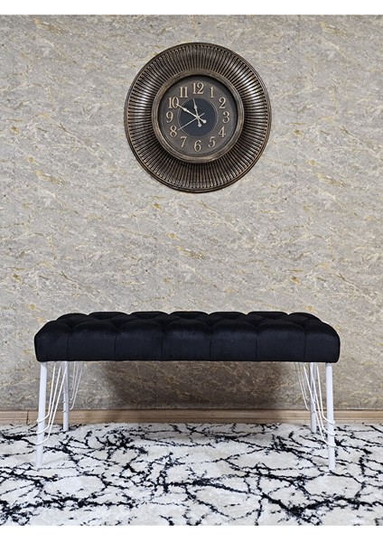 Beyaz Boyalı Tel Ayaklı 90 cm Puf Bench - Puf - Bench - Kasalı Oturak - Oturak - Yatak Ucu Puf Siyah Renk 90 x 41 Boyut/ebat modelleri