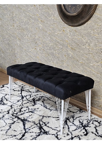 Beyaz Boyalı Tel Ayaklı 90 cm Puf Bench - Puf - Bench - Kasalı Oturak - Oturak - Yatak Ucu Puf Siyah Renk 90 x 41 Boyut/ebat fırsatları