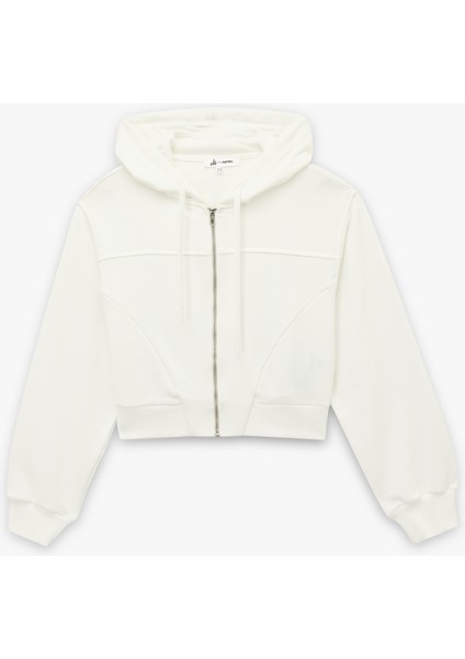 Rahat Kalıp Cep Detaylı Kapüşonlu Fermuarlı Crop Sweatshirt fiyatları