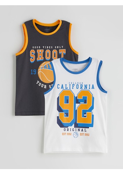 Yeni Sezon Baskılı Erkek Çocuk Atlet 2'li