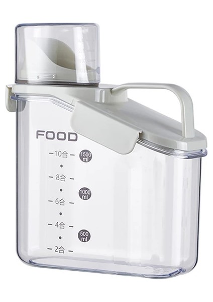 Ezere Büyük Kapasiteli Ölçülü Tahıl-Gıda-Baharat 1600ML Şeffaf Saklama KUTUSU-(1903)