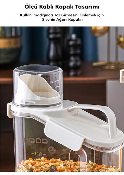 Ezere Büyük Kapasiteli Ölçülü Tahıl-Gıda-Baharat 1600ML Şeffaf Saklama KUTUSU-(1903) modelleri