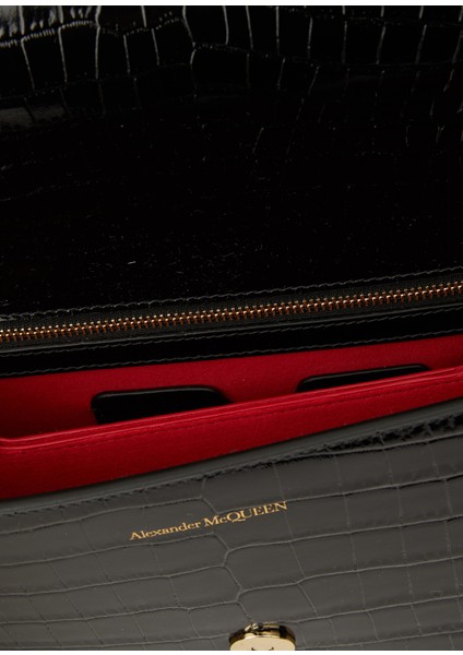 Jewelled Satchel Siyah Kadın Deri Omuz Çantası indirimleri