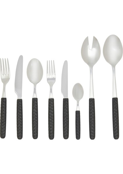 Intreccio Siyah 74 Parça Çatal Bıçak Kaşık Seti