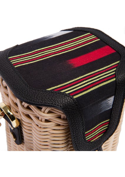 Parpali - Siyah Deri Hasır Sepet Çanta fırsatları