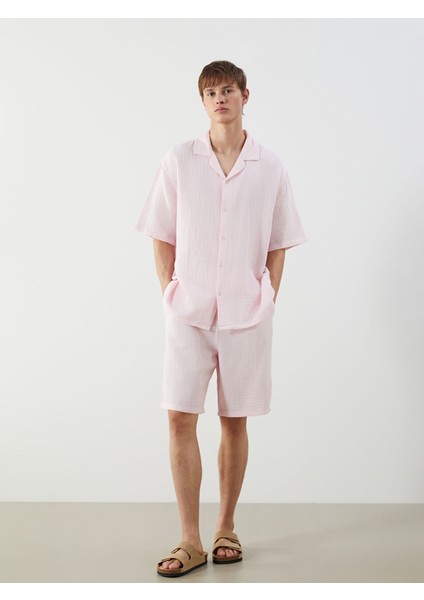 Yeni Sezon Resort Yaka Kısa Kollu Müslin Erkek Gömlek fiyatları
