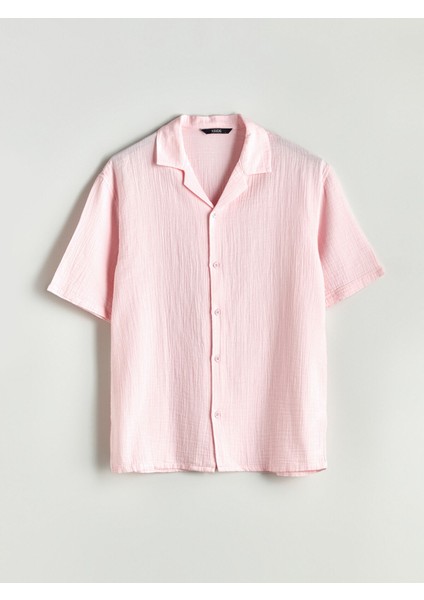 Yeni Sezon Resort Yaka Kısa Kollu Müslin Erkek Gömlek indirimleri