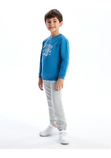 Yeni Sezon Bisiklet Yaka Uzun Kollu Baskılı Erkek Bebek Sweatshirt ve Eşofman Alt 2'li Takım fiyatları