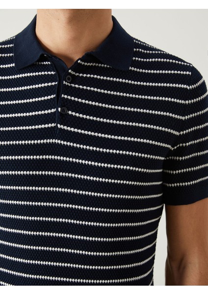 Yeni Sezon Polo Yaka Kısa Kollu Çizgili Erkek Triko Kazak modelleri