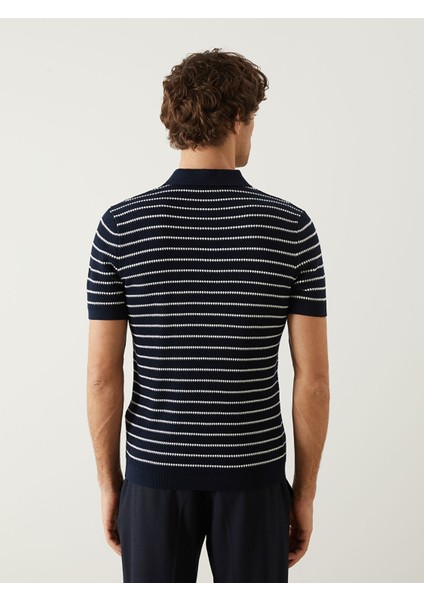 Yeni Sezon Polo Yaka Kısa Kollu Çizgili Erkek Triko Kazak fırsatları