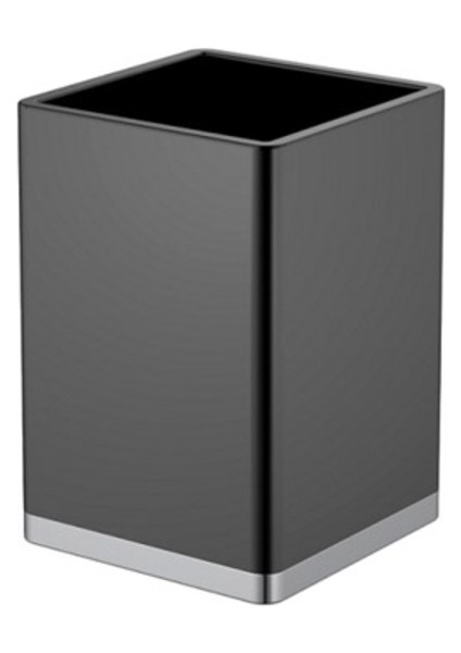 Kaf Diş Fırçalık, Kare, Tezgah Üstü - Mat Siyah/krom