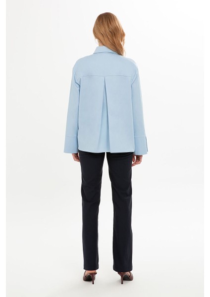 Dantel Desenli Mavi Gömlek fırsatları