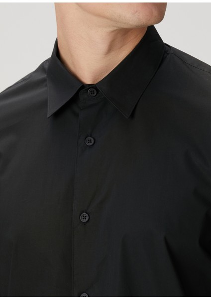 Siyah Oversized Poplin Gömlek