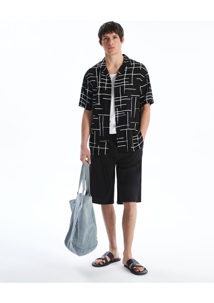 Yeni Sezon Regular Fit Kısa Kollu Desenli Viskon Erkek Gömlek fiyatları