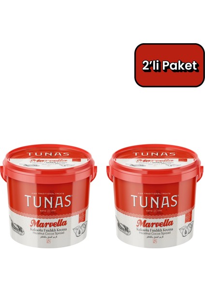 Marvella 2 Adet Kakaolu Fındık Kreması (2X850=1700 Gr)