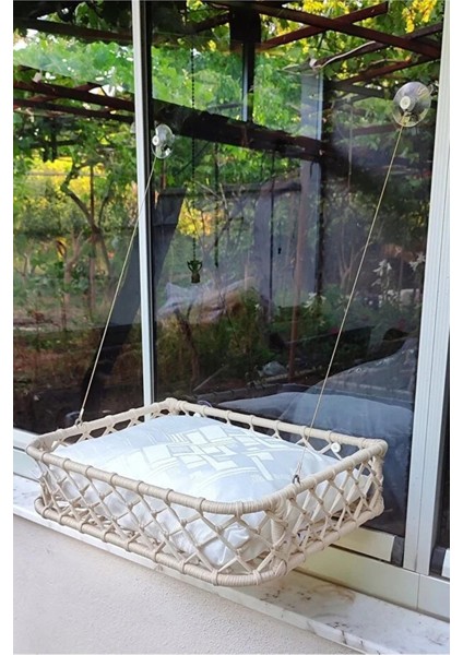 El Örgüsü Kedi ve Köpek Vantuzlu Cam Yatağı, Hamak Krem fırsatları