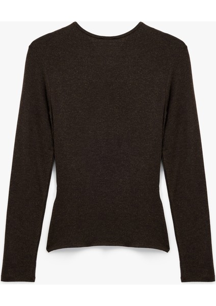 Uzun Kollu Asimetrik Yaka Düğüm Detaylı Bluz fiyatları