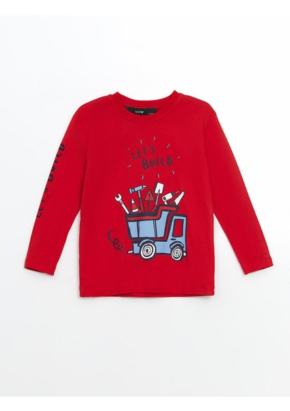 Yeni Sezon Bisiklet Yaka Baskılı Erkek Çocuk Tişört