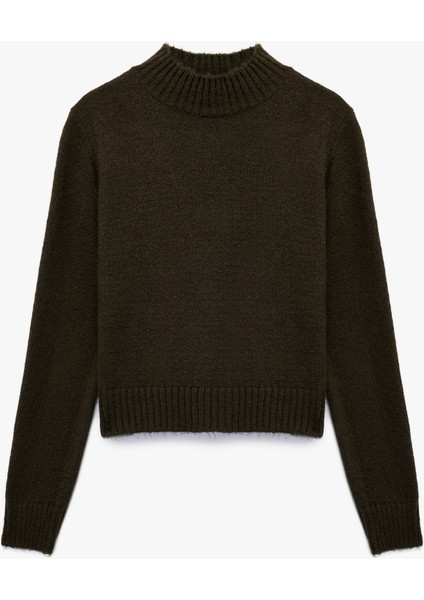 Yumuşak Dokulu Dik Yaka Uzun Kollu Triko Kazak