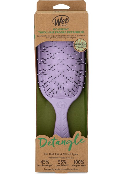 Go Green Paddle Detangler Lila Kalın Telli Saçlar Için Geniş Saç Fırçası indirimleri