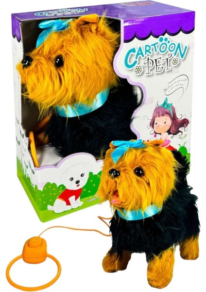 Seçtim Aldım Pelüş FT-B267 Tasmalı Yürüyen Mavi Fiyonklu Köpek 24M
