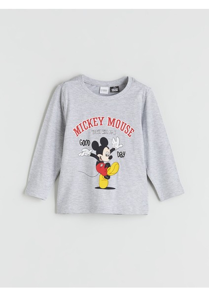 Yeni Sezon Mickey Mouse Baskılı Erkek Çocuk Pijama Üst