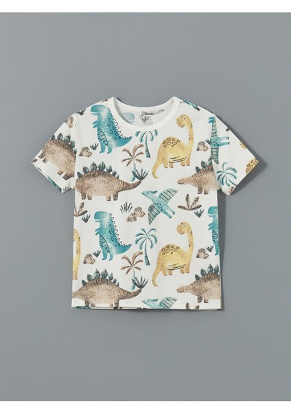 Yeni Sezon Dinazor Baskılı Erkek Bebek Pijama Üst