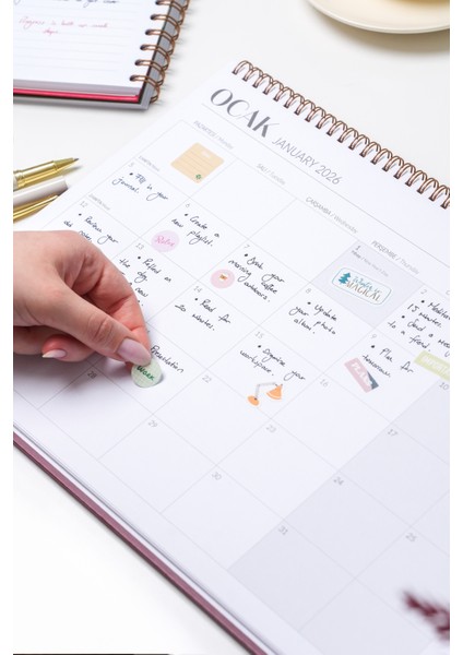 2026 Masaüstü Planlayıcı Takvim 25X35 cm - Bordo modelleri