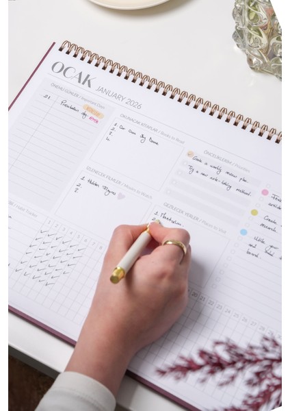 2026 Masaüstü Planlayıcı Takvim 25X35 cm - Bordo fırsatları