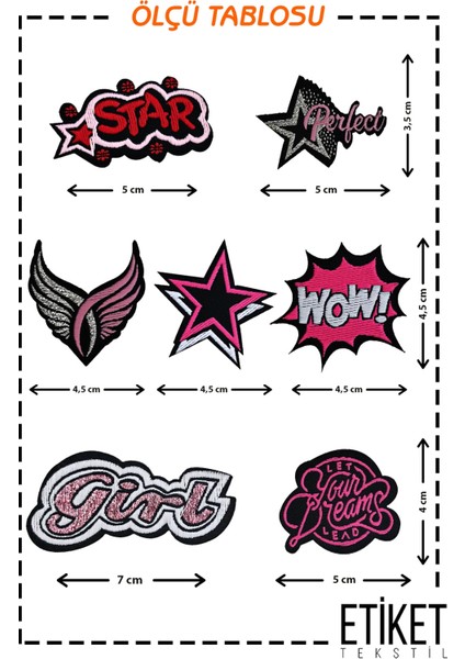 Ütü ile Yapışan Dokuma Arma Seti Patch Yama Gırl Modeli fiyatları