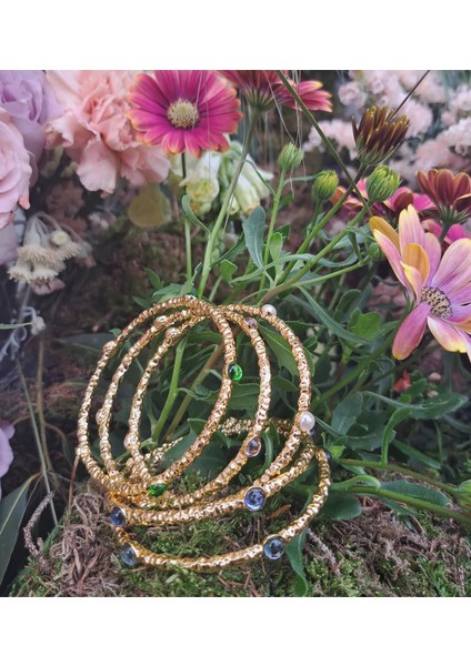 Cabochon Rose Quartz 18 Ayar Altın Kaplama Kadın Bileklik fiyatları