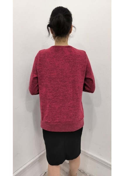 Kadın Uzun Kollu Kruvaze Yaka Kol ve Etek Ucu Manşet Detay Yumoş Bluz modelleri