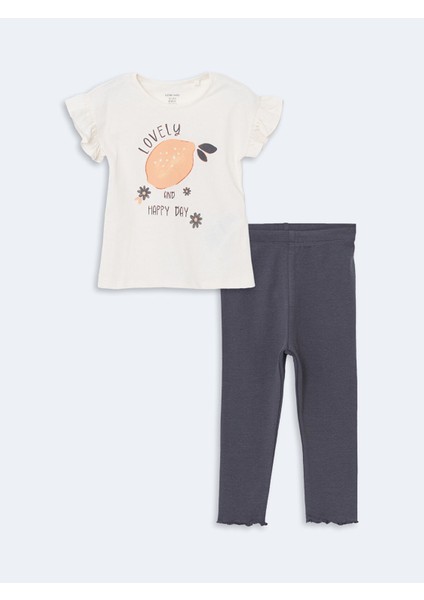 Yeni Sezon Bisiklet Yaka Baskılı Kız Bebek Pijama Takımı