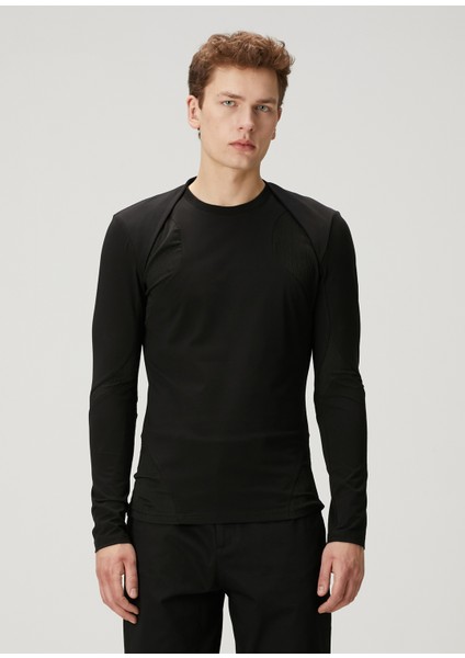 Siyah Garni Detaylı Uzun Kollu T-Shirt modelleri