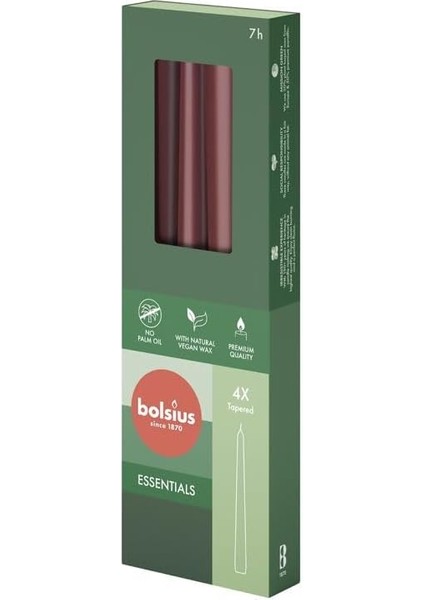 Kadife Kırmızı Konik Mumlar 4 Paket - 24,5 cm - 7 Saat Yanan Damlamayan Mumlar - Akşam Yemeği, Parti, Düğün Dekoru Için Uzun Mum Seti