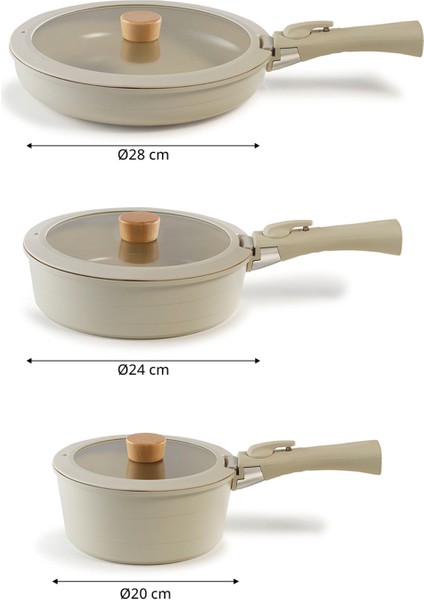 Midas Bej 15 Parça Ayrılabilen Saplı Iç Içe Geçebilen Indüksiyonlu Tencere ve Tava Seti fiyatları