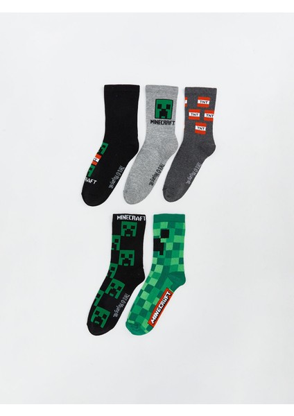Yeni Sezon Minecraft Desenli Erkek Çocuk Soket Çorap 5'li
