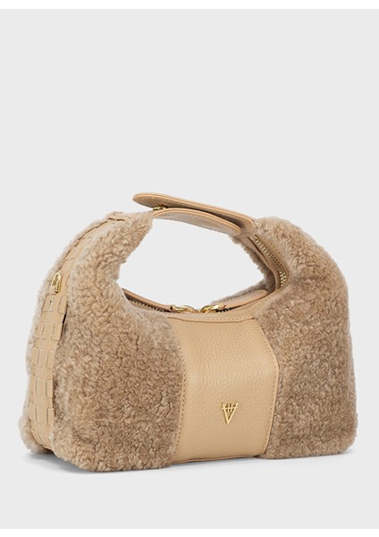 Bej Kadın Deri - Kumaş El Çantası HV11037FW1336 fiyatları