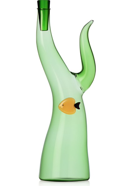 Yosun Formunda ve Balık Figürlü Tıpalı Cam Şişe