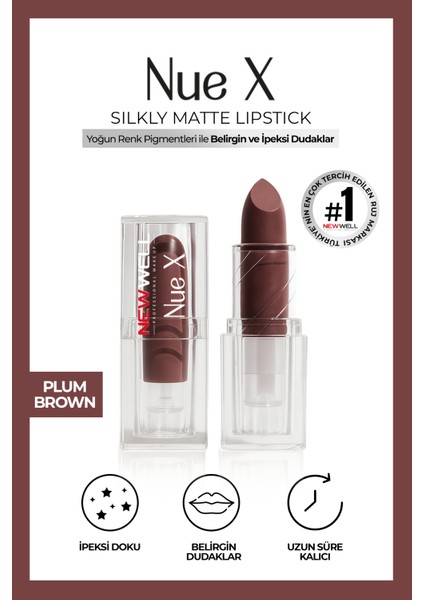 Nue x Silkly Matte Lipstick Plum Brown 05
