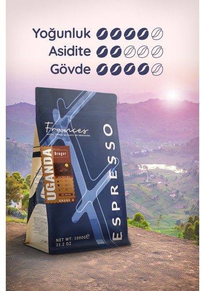 %100 Arabica Uganda Drugar Espresso | Çekirdek Kahve | 1000 gr fırsatları