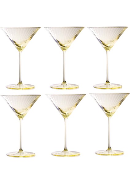 Limon Sarısı 6'lı Kristal Martini Bardağı