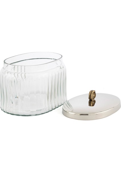 Gümüş Metal Kapaklı Cam Oval Kavanoz 19 cm fiyatları