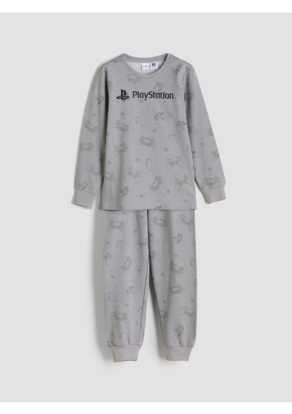 Yeni Sezon Bisiklet Yaka Playstation Baskılı Erkek Çocuk Pijama Takımı