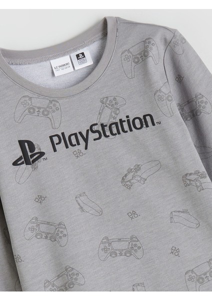 Yeni Sezon Bisiklet Yaka Playstation Baskılı Erkek Çocuk Pijama Takımı modelleri