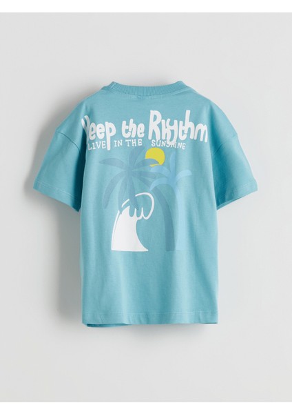 Yeni Sezon Bisiklet Yaka Baskılı Erkek Çocuk Tişört